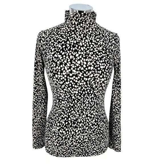 & Other Stories High Neck Long Sleeve Printed Shirt Black White Size Small - Picture 1 of 7